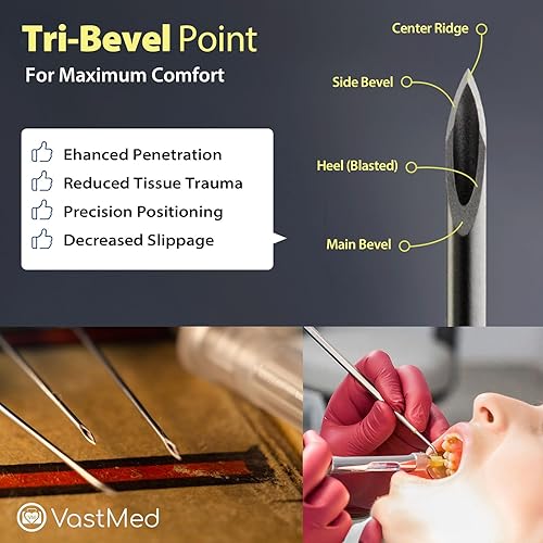 Miniatura 5 de 100 agujas de cubo de plástico de grado dental 27G de largo Agujas dentales desechables autoroscadas agujas de punto de triple bisel