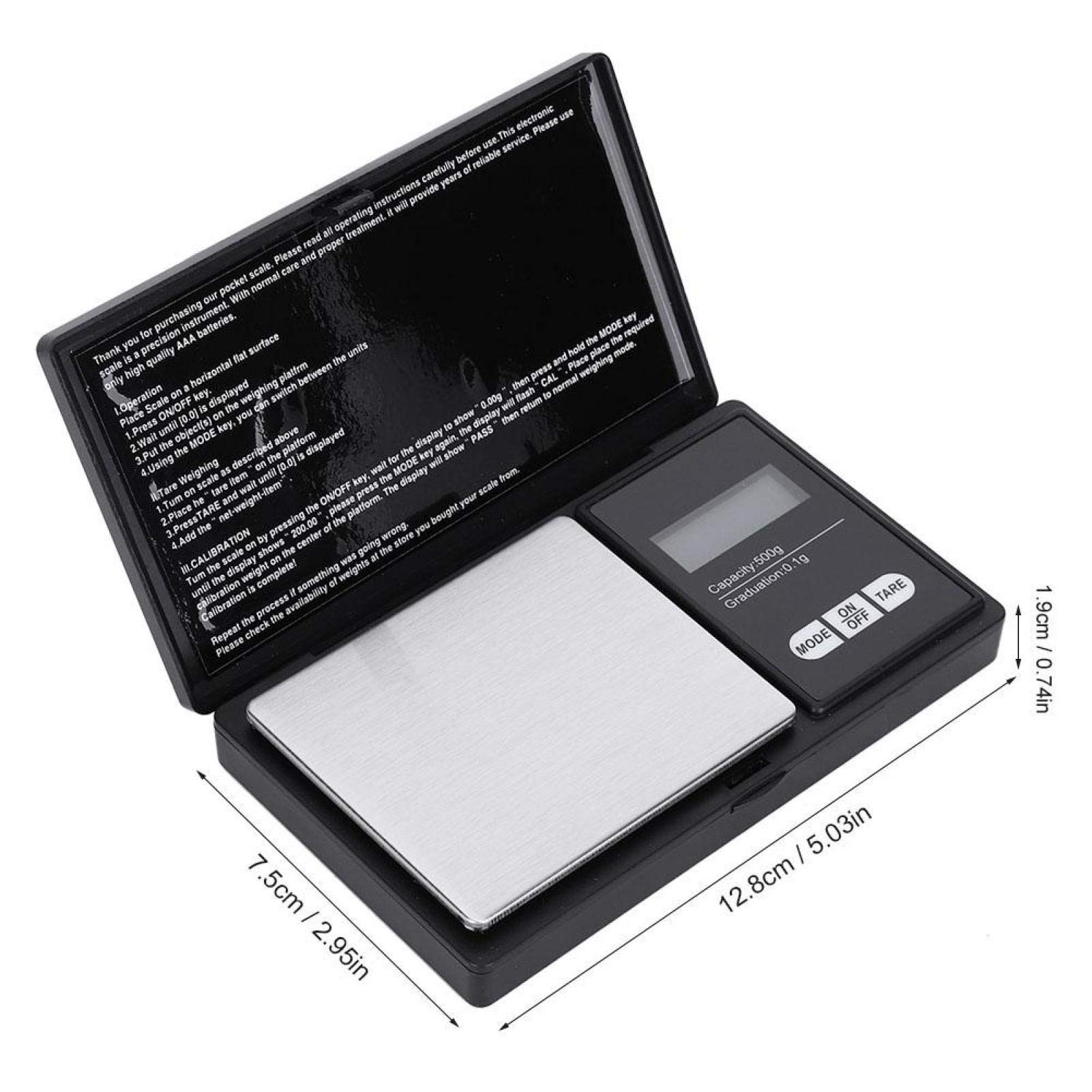 Akozon Mini przenośna wysoka precyzja LED cyfrowa Pocket Scale złoty srebrny diament biżuteria kamień (500 g/0,1 g)