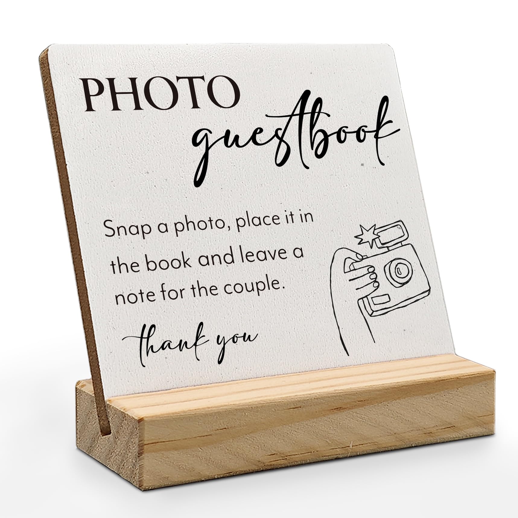 Wedding Guestbook Desk Decor, Wedding Guest Book Sign Wood Plaque, Guest Book Signs for Wedding, Photo Guestbook Wedding Wooden Plaque Sign Wood for Wedding Reception Decor 8 * 8 inch