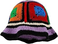 JYSILIYH Women's Handmade Crochet Bucket Hat - Floral Knitted Fishing Beach Hat, Breathable Foldable Summer Outdoor Cap