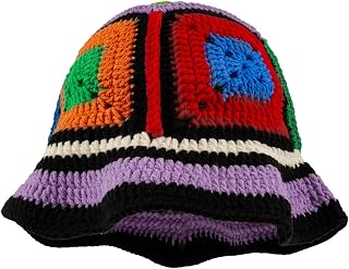 JYSILIYH Women's Handmade Crochet Bucket Hat - Floral Knitted Fishing Beach Hat, Breathable Foldable Summer Outdoor Cap