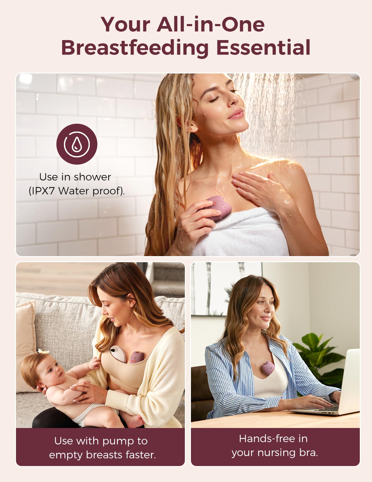 Momcozy A1Pro Lactation Massager, Deep Vibration & Rapid Heating for Clog Relief & Efficient Pumping, Breastfeeding Essentials with Memory Function & Fast Charging, for Postpartum Mom: Regular-A1Pro-1 Red
