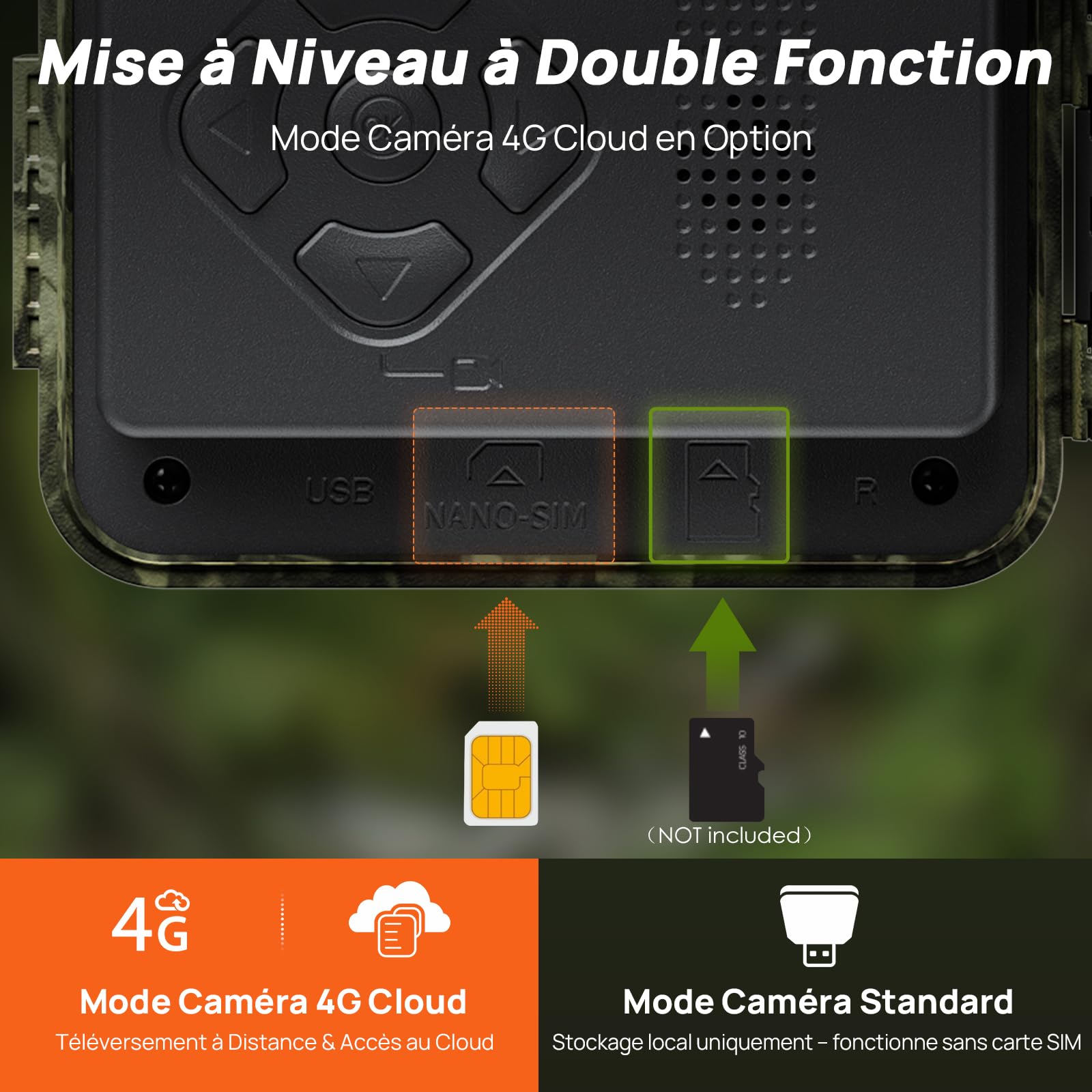 iZEEKER Caméra de Chasse 2 en 1 Cloud 4G et Standard, 2K HD 48 MP Caméra Chasse avec Vision Nocturne et Détection de Mouvement, Contrôle Application sans WiFi Etanche IP66 avec Carte SIM pour la Faune