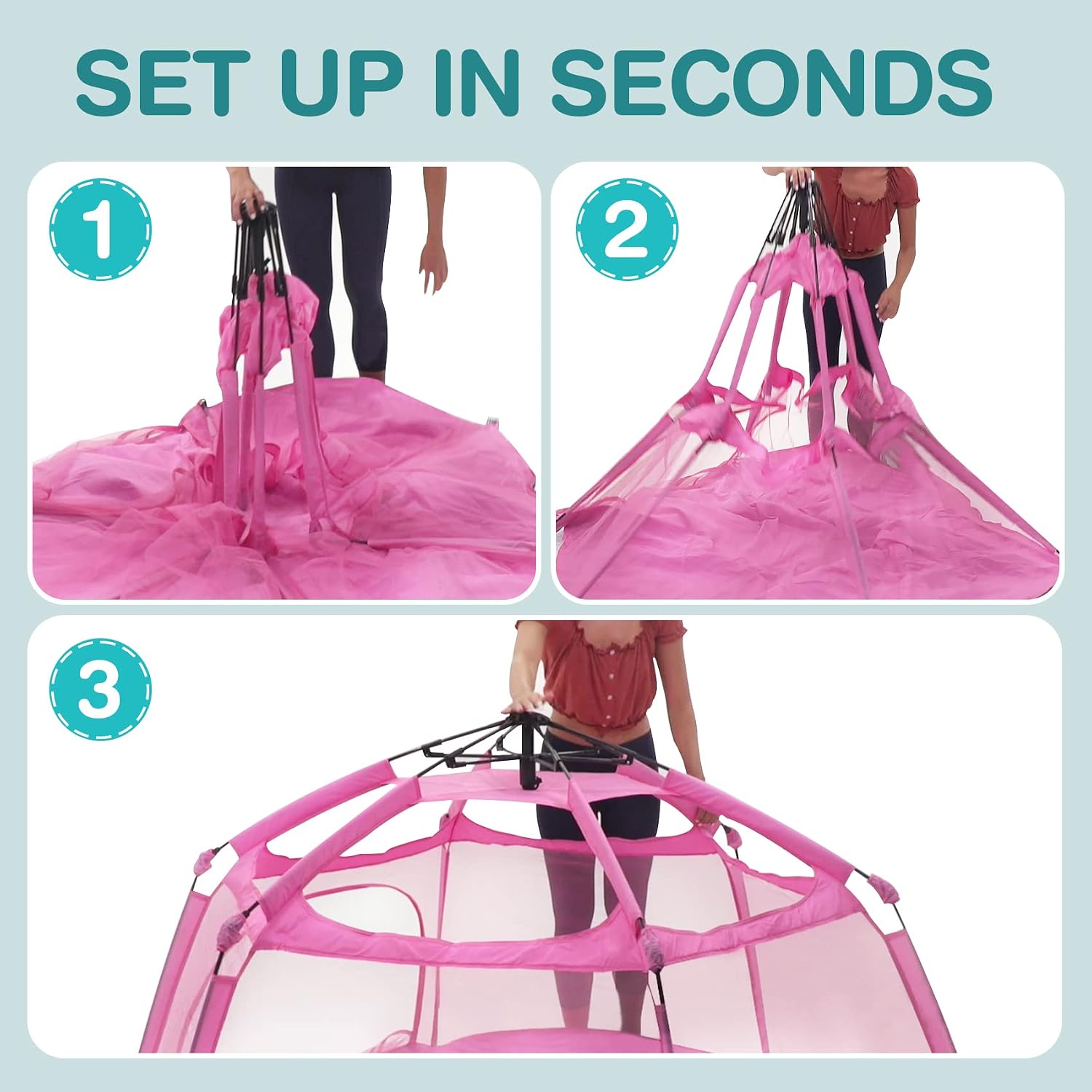 Alvantor Playpen Play Yard Space Canopy Fence Pin 6 Panel Pop Up Foldable and Portable Lightweight Safe Indoor Outdoor Infants Babies Toddlers Kids Pets 7’x7’x44” Pink Patent
