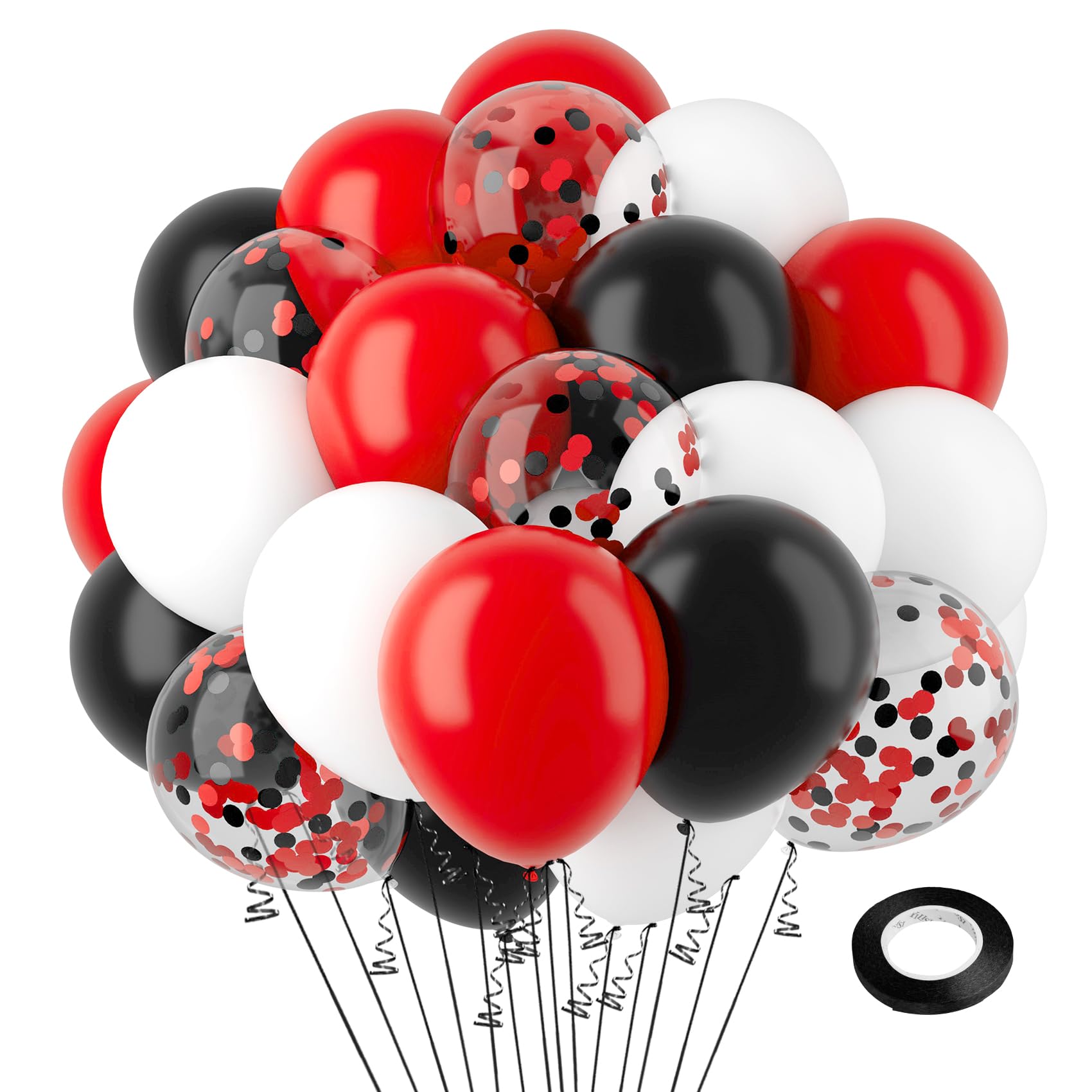 Black and Red Balloons Arch Kit Christmas Gifts Black Red White Latex Matte Balloon Decorations for Birthday Graduation Casino Theme Race Car Party