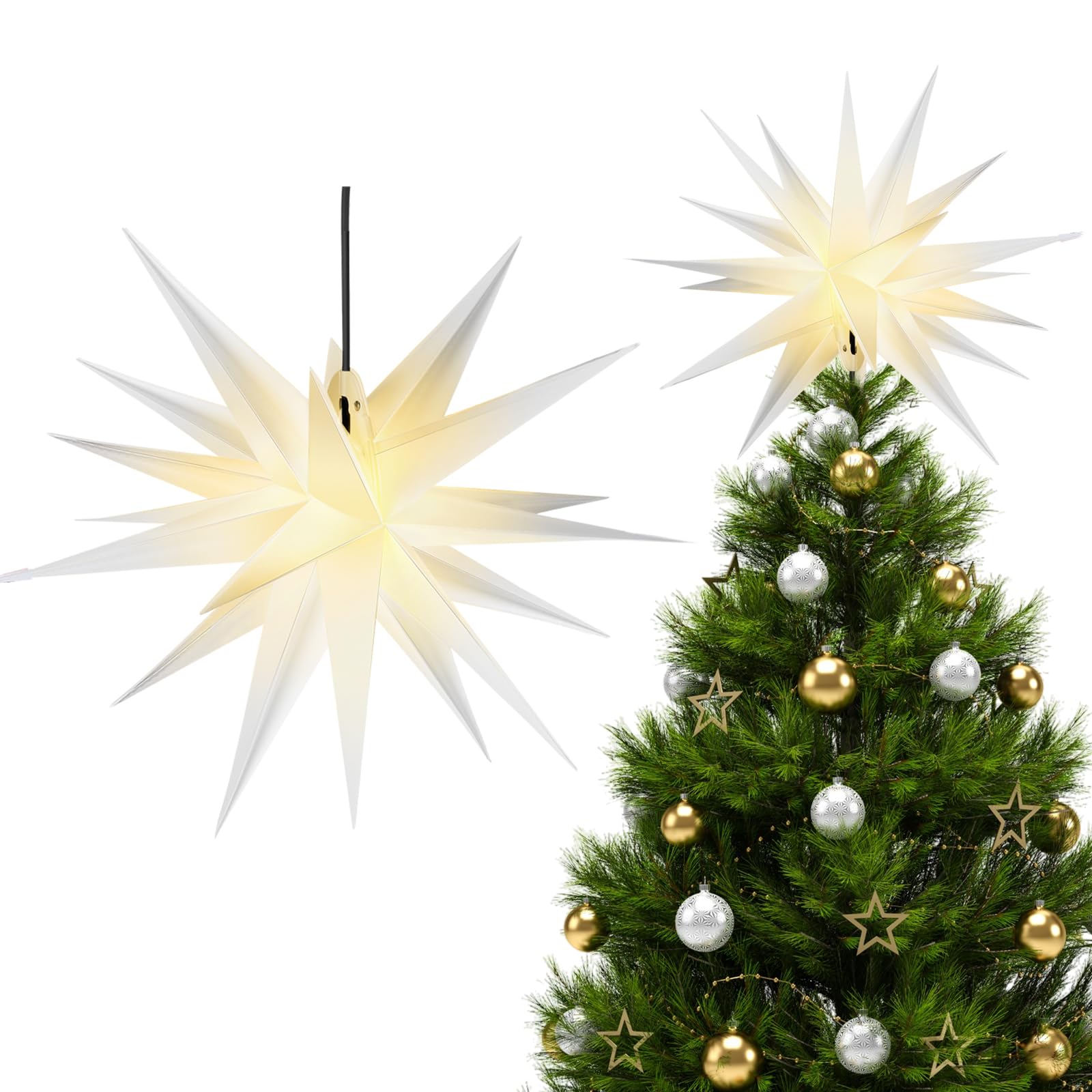 Decoración de árbol de estrella morava de 18 pulgadas para colgar en el porche