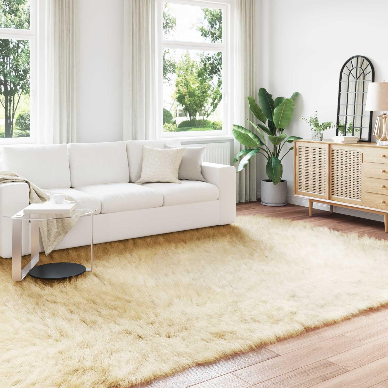 Tapis fausse fourrure Tafalla premium, grand format et confort luxe