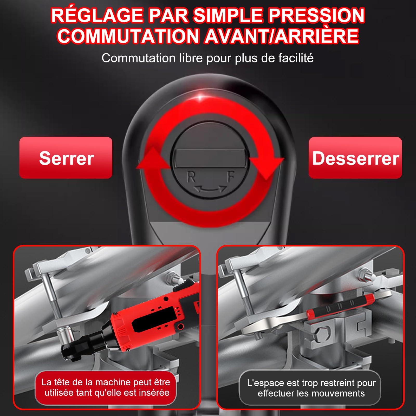 3/8" Clé à Choc Electrique Sans Fil 35N.m, 2x12V Batteries 1,5Ah