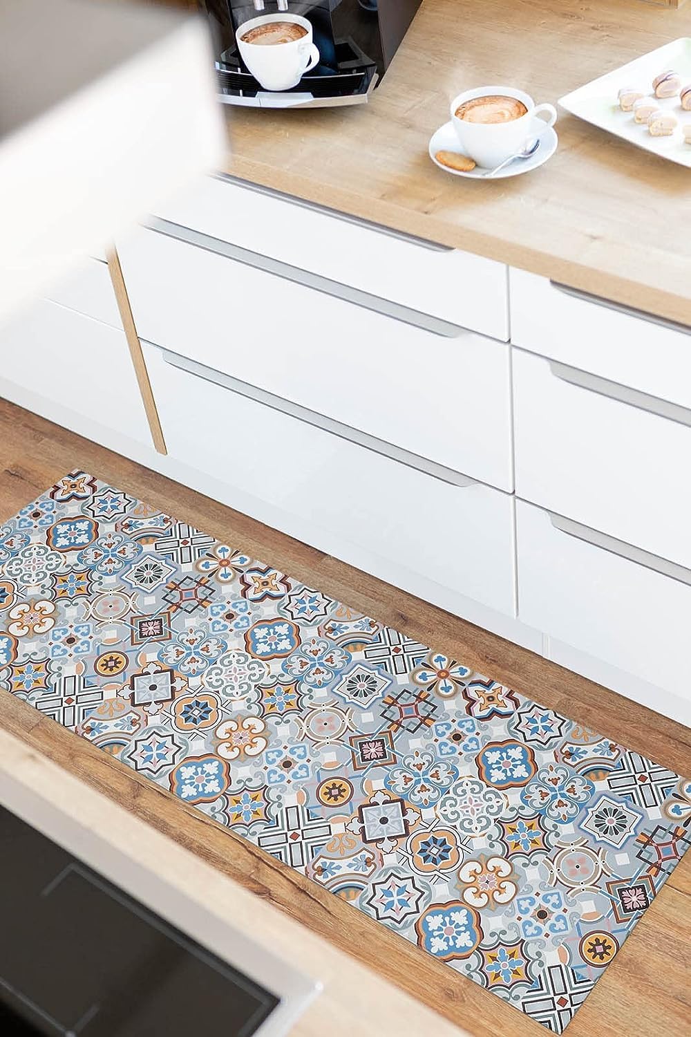 andiamo Tapis de Couloir Marrakech avec Dos antidérapant – Tapis de Cuisine et Couloir - 70 x 200 cm - Bleu Gris
