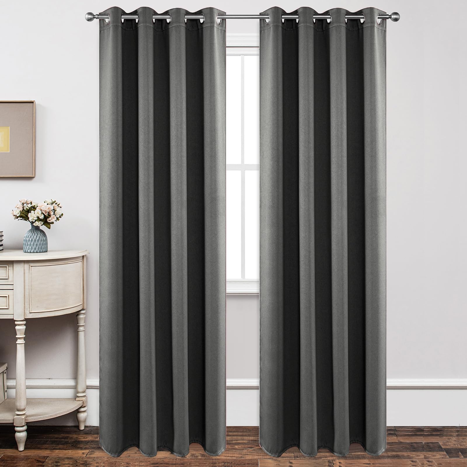 Joydeco Tende Oscuranti per Interni 2 Pezzi, Tende Termiche con Occhielli per Soggiorno Moderne, Cameretta Bambini, Camera da Letto Blackout Curtains(2xL135xA240,Grigio Chiaro)