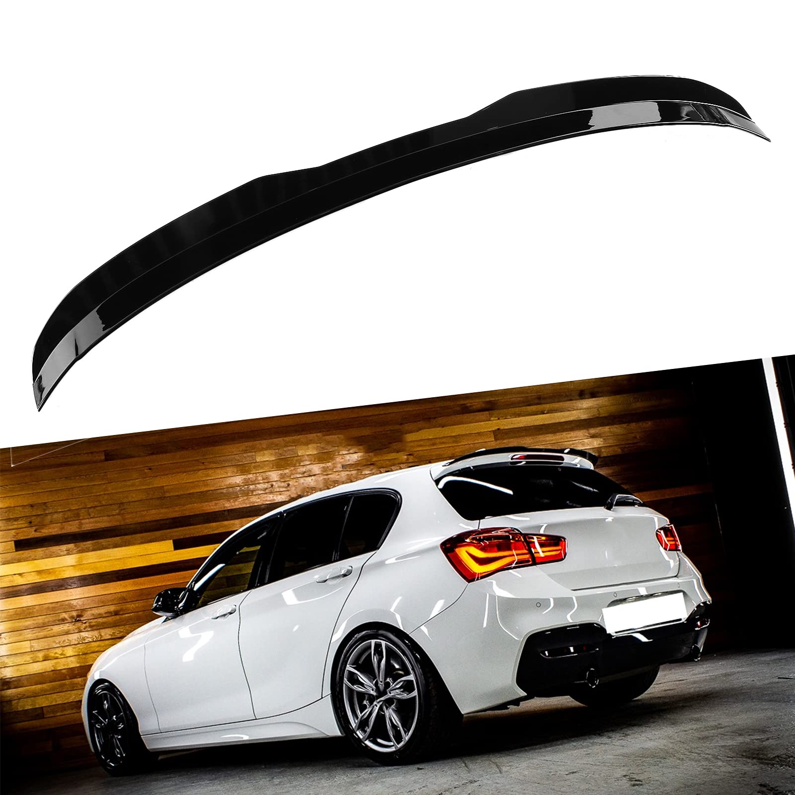 Spoiler Posteriore Nero Lucido ABS per Auto - Ala di Coda Modifica Sostituzione per Serie 1 F20 2011-2019