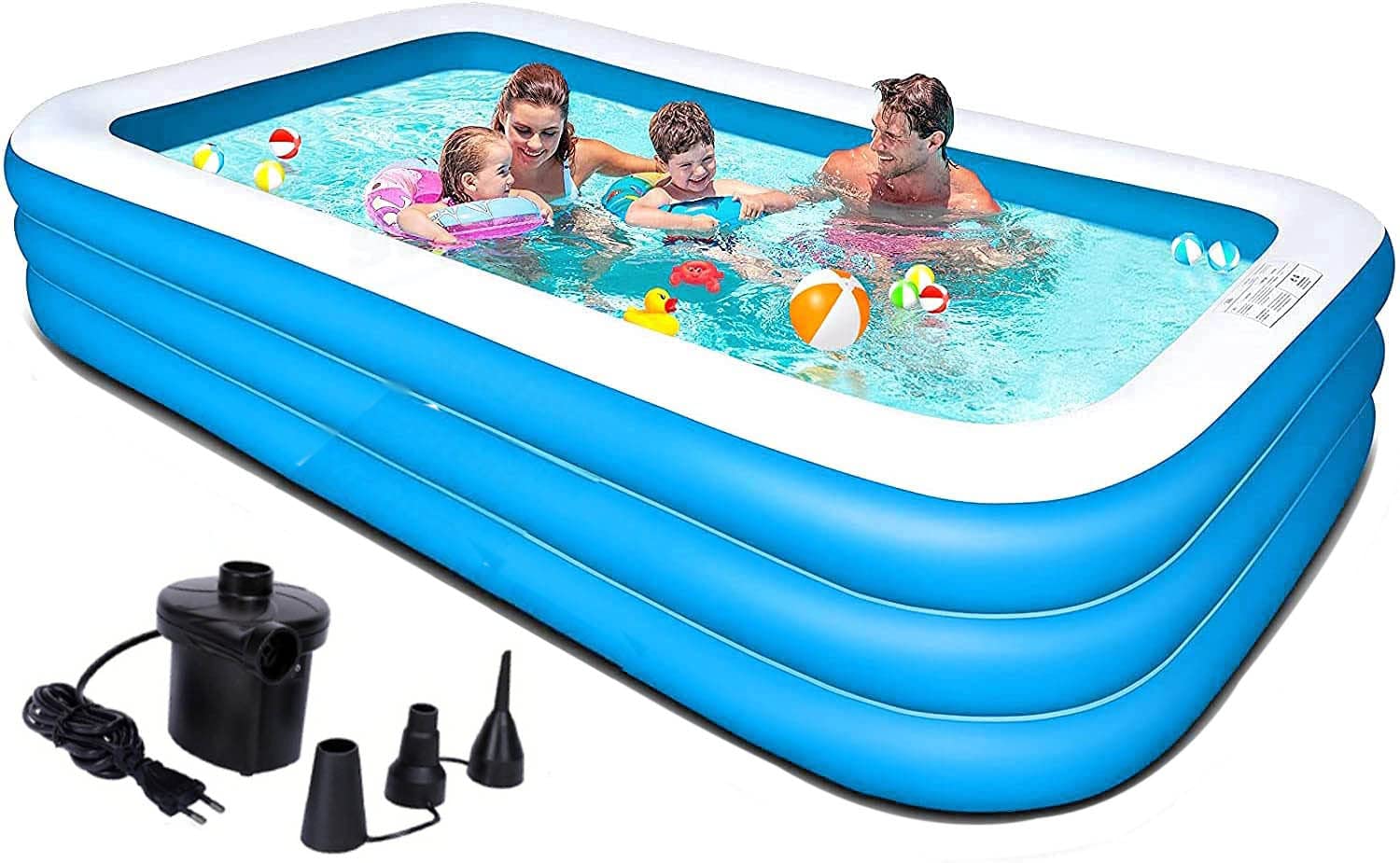 Surfexa Inflatable Swimming Pool Adults Above Ground,10Feet-Swimming Pools for Kids and Adults,Outdoor,Backyard,Garden-Easy Set Family Pool with Electric Air Pump -(Multi) (10-Feet)-picture-28
