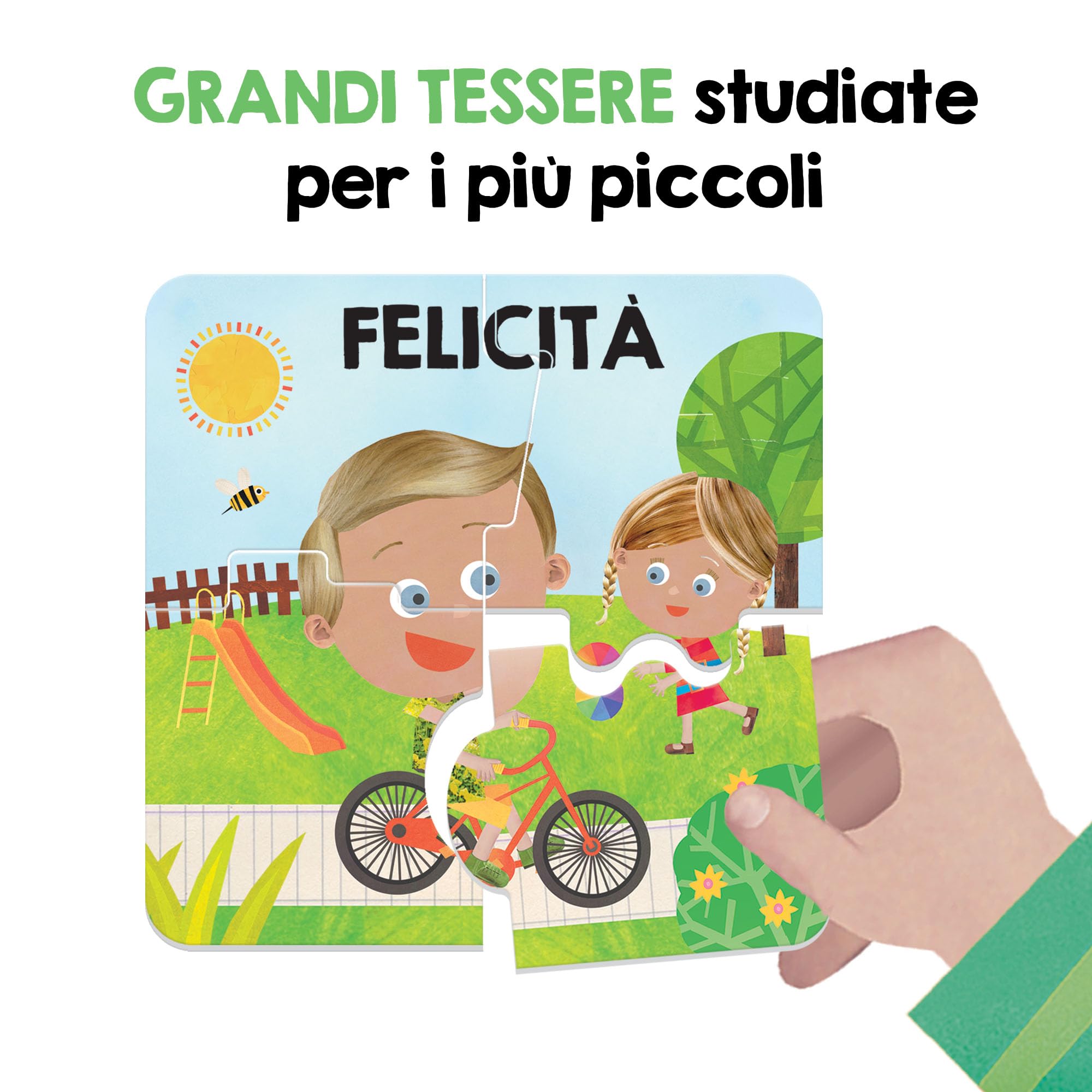 Headu - Primi Incastri Emozioni - Manualità e Curiosità per i più Piccoli, per Bambini 1-4 Anni, Un Gioco Educativo Made in Italy