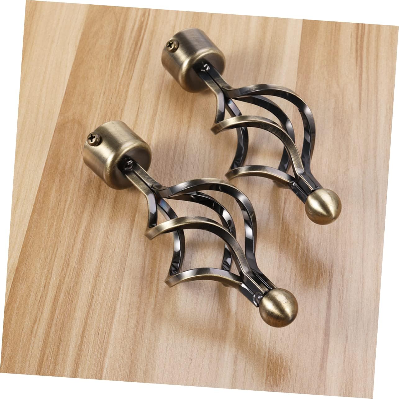 2pcs Elegant Bronze Curtain Rod Decorative Ends Drapery Pole Heads for Rods Unique Home Accent for Living Room and Bedroom Decor