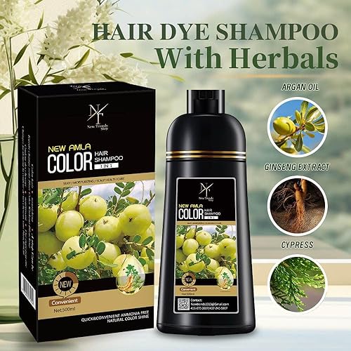 Miniatura 3 de New Trends Champú de color para el cabello, marrón oscuro, tinte instantáneo para cabello gris, sin amoníaco, libre de PPD, 16.9 onzas líquidas (1