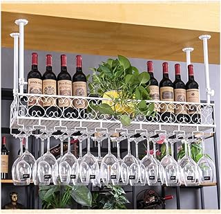 Estante para Copas de Vino, Estilo Europeo, para Bar, para Colgar Copas, Color Blanco, 120 x 25 cm, Color Blanco