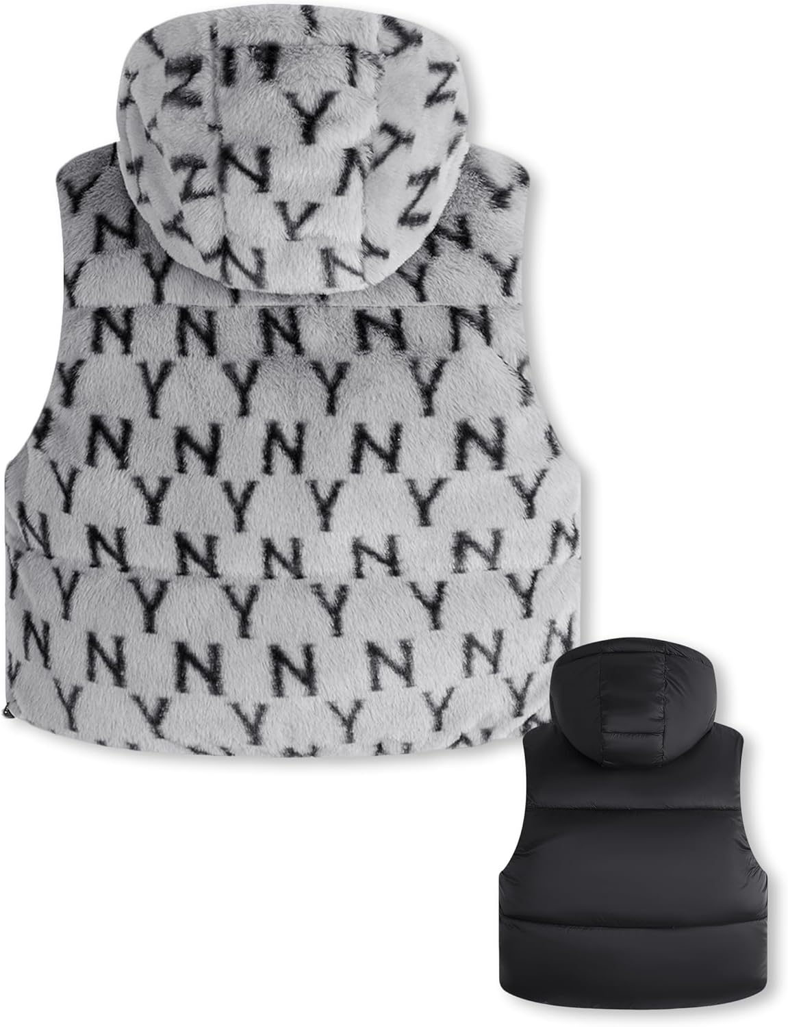 solomate Reversible Womens Winter Cropped Puffer Vest Sleeveless Fleece Lined Jacket Zipper Hoodie Short Coat - Image 4