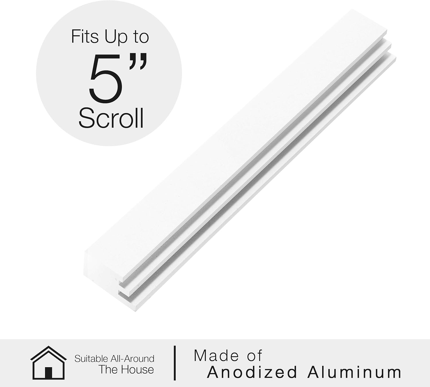 A&S Mezuzot Aluminum Mezuzah Case in Adi Sidler Side Design Door Mezuza for Parchment Scroll Home Blessing Decor (White, 6 Inches)