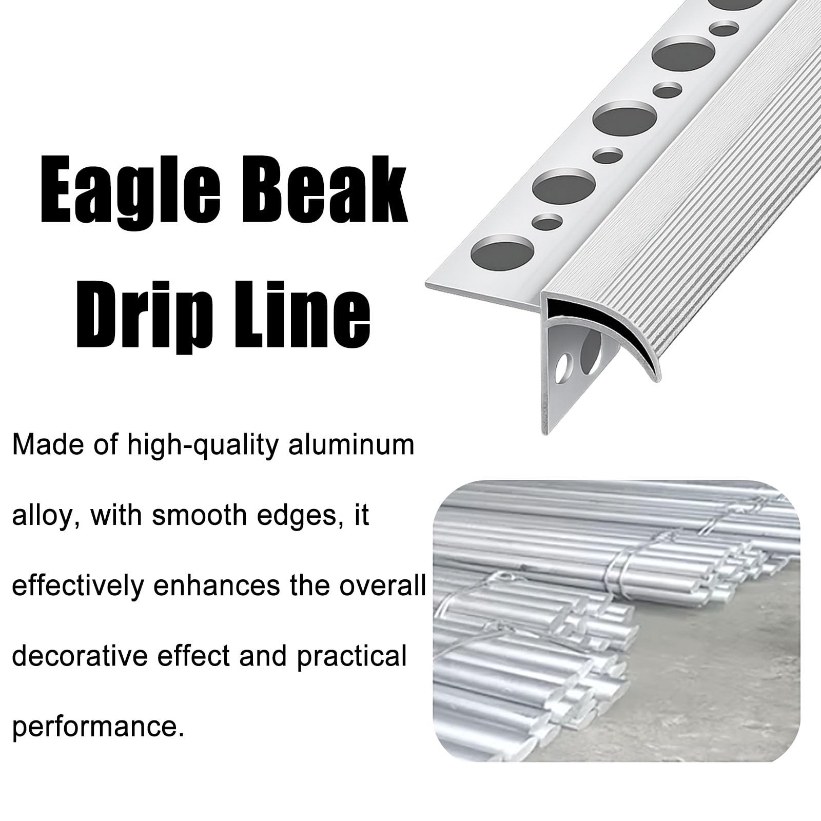 vierteaguas muro exterior 50 180 CM de longitud Tira deflectora de línea de goteo para aleros, moldura desviadora de lluvia cortable de 80 mm de ancho(10 PCS,L 70 CM)