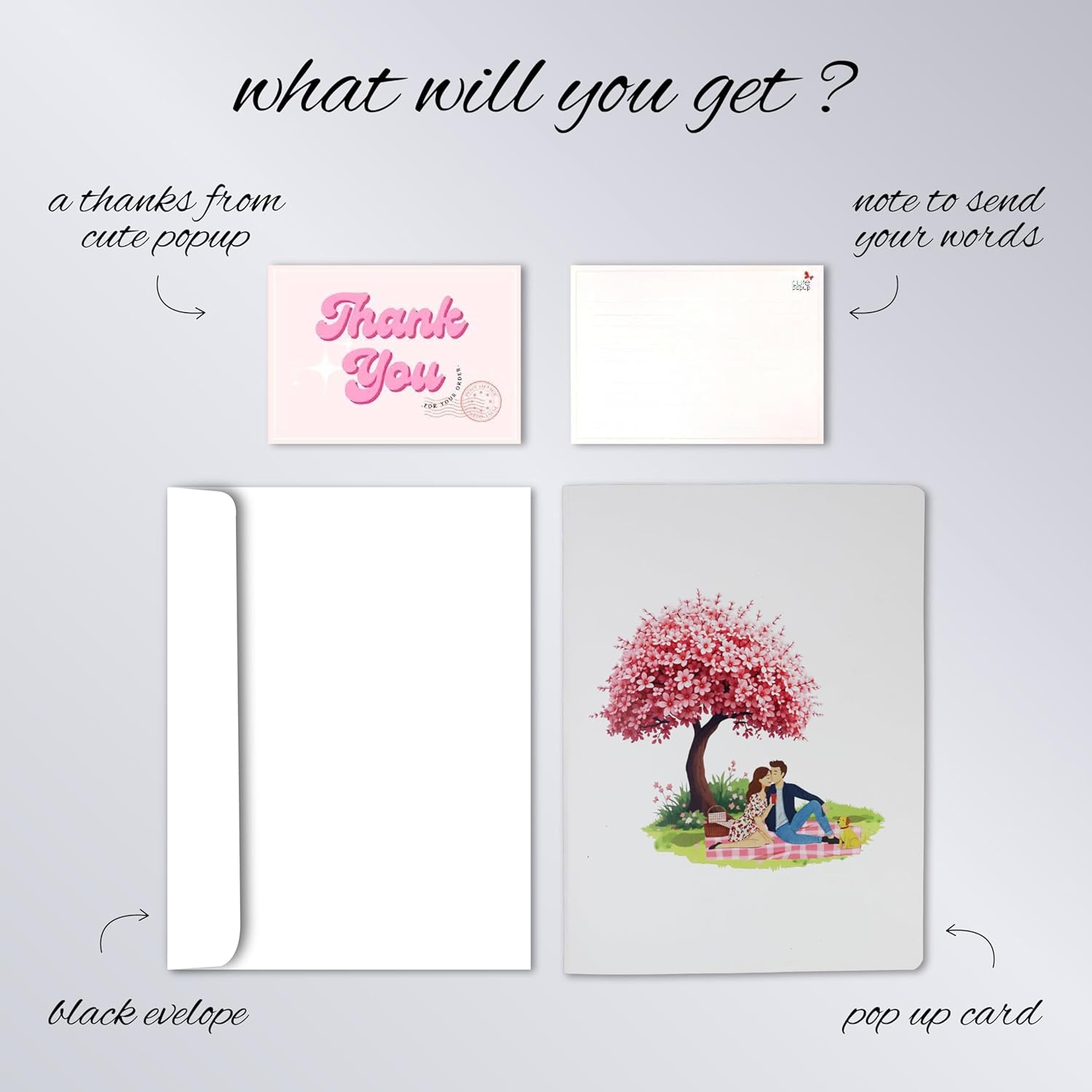 CUTE POPUP Anniversary Pop-Up Card for Couples – 3D Romantic Cherry Blossom Picnic Scene – 6x8 Inch Italy Paper – Love Greeting Card for Him Her, Wedding, Valentine’s Day - Image 4