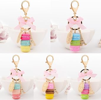 Macaron Cake Eiffel Tower Keychain Bowknot Car Keyring Bag Purse Pendant