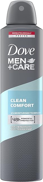 Dove Men+Care Clean Comfort tough on sweat, not on skin Antiperspirant Deodorant Aerosol 48h sweat & odour protection deodorant spray 250 ml