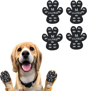 VALFRID Dog Paw Protector Pads,15 Sets-60 Pads Anti-Slip Grips for Hardwood Floors,Best for Hot Pavement,Strong Self-Adhesive Traction Stickers for Senior Dog Essentials Black M