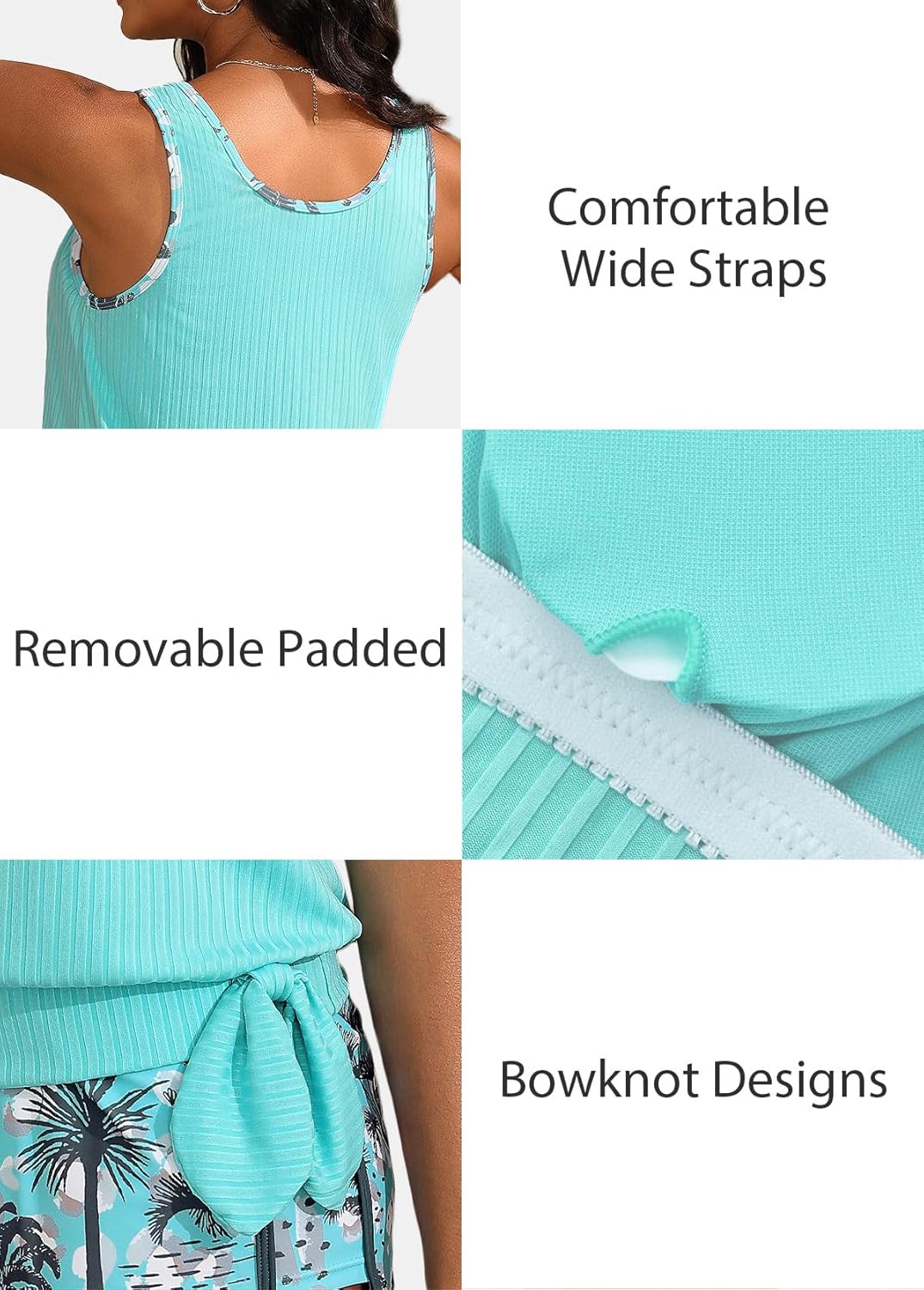 ROSEWE Modest Tankini Swimsuits for Women, Two Piece Athletic Womens Bathing Suits Blouson Tank Tops with Board Shorts - Image 6