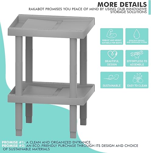Miniatura 4 de RAKABOT Estante para zapatos y botas de recogida y drenaje de agua y arena, solución única de estante de casillero y organizador de casilleros