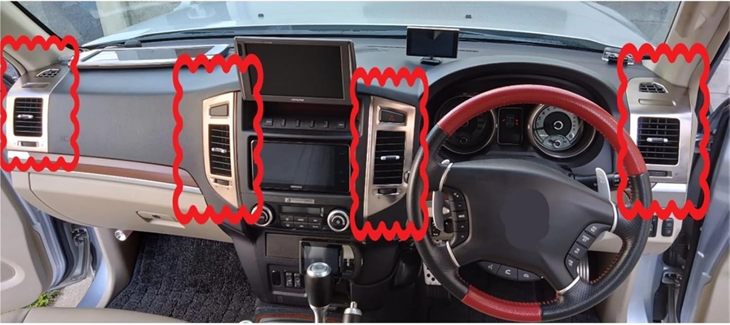 1PCS Silver Air Vent Outlet Compatible With Mitsubishi Pajero Montero V87 V93 V95 V97 V98 2007-22 Instrument Panel Board A/C Conditioner(4PCS-silver)