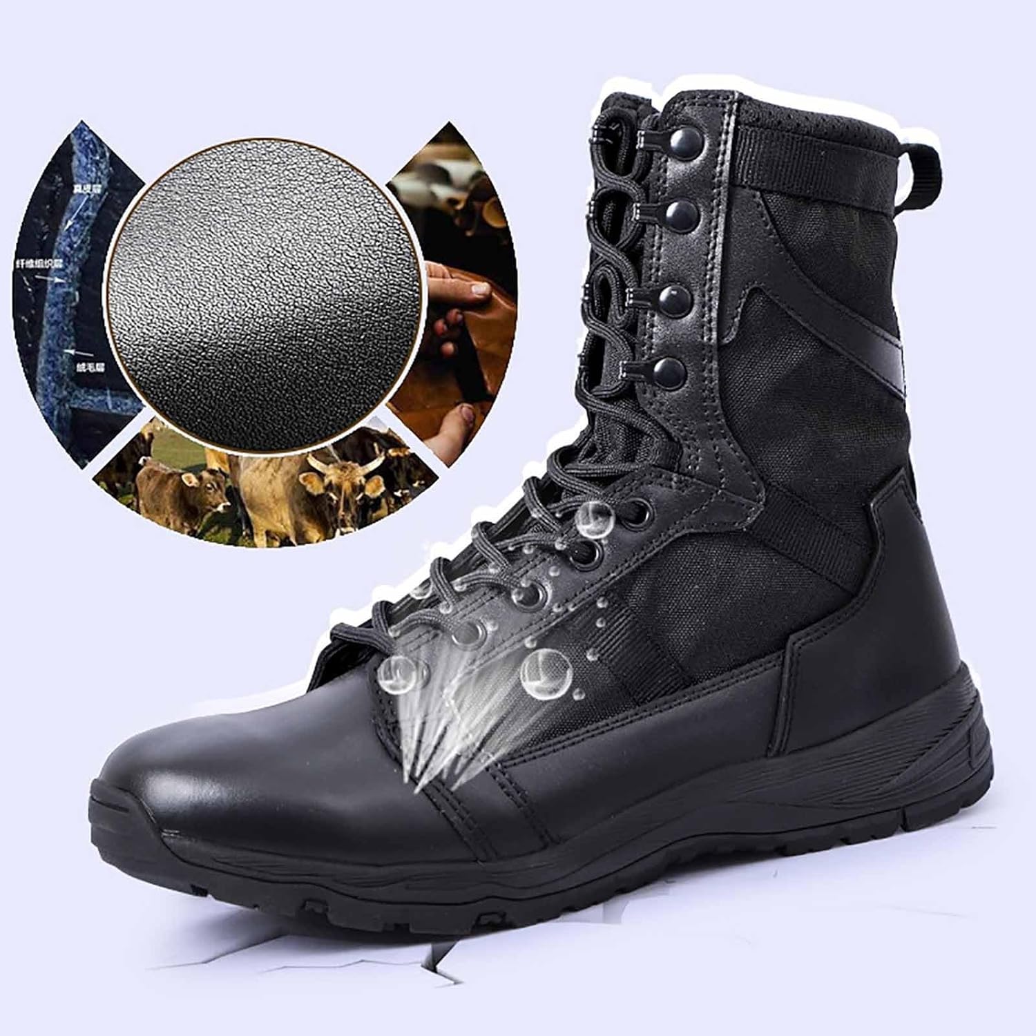 CLSQLXYJZC Durable Army Combat Boots, Men's Waterproof Hiking Work Boots Men's military tactical boots Lightweight work boots for men breathable jungle Desert Boots