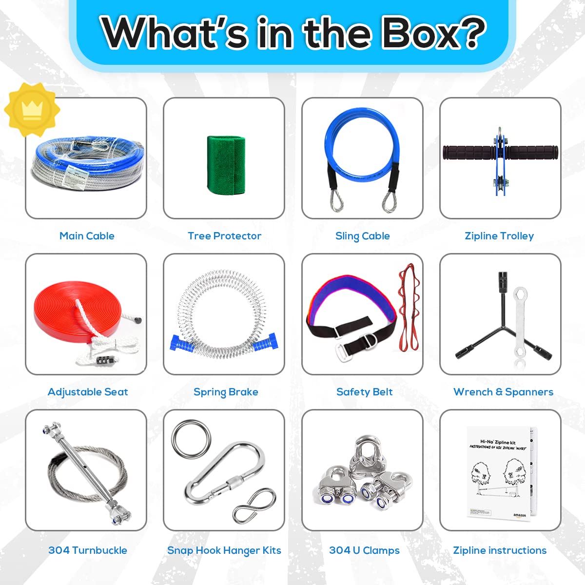 Zip Line Kit 80ft 100ft 120ft Zipline Kits for Backyard Kids Play Set