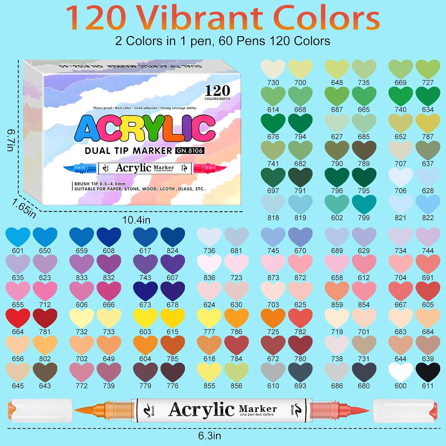 120 colors Acrylic Paint Markers,60 Pack Automatic Ink ControlSoft Brush acrylic markers & Paint Pens for Wood, Canvas, Rocks Glass and More – Acrylic paint Pens for DIY, Art, and Detailing Projects image 3