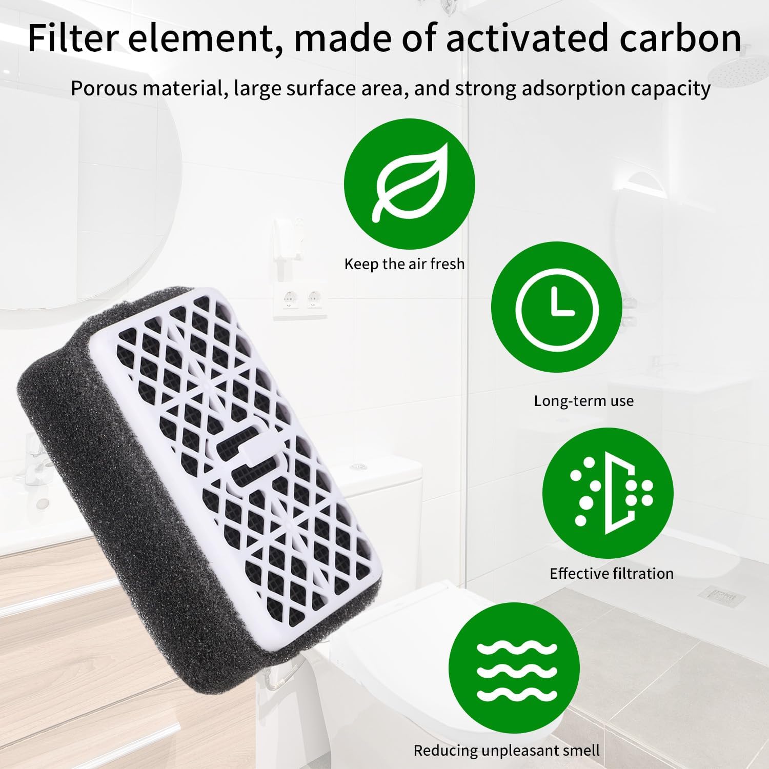 3pcs Deodorizing Cartridge for Toto, Deodorizing Filter Replacement Bathroom Carbon Air Filter Bathroom & Toilet Bidet Essentials Compatible with Toto THU6474-01