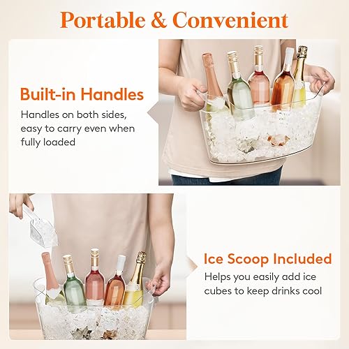 Miniatura 6 de Lifewit Cubo de hielo de 6.5 L para fiestas, 2 piezas (en 1 paquete), cubo portátil para bebidas para bar de cócteles, enfriador de champán de