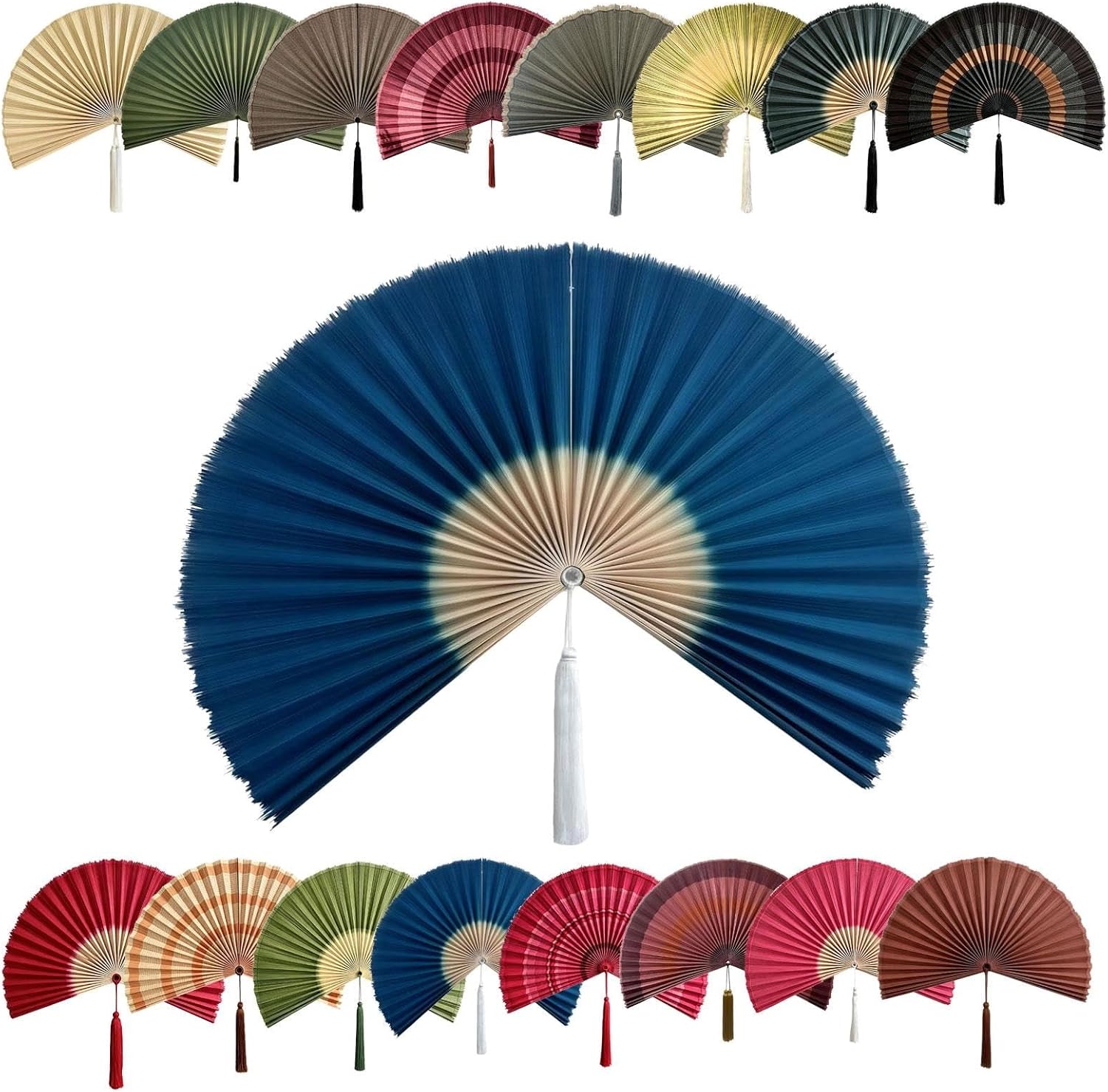 Large Boho Bamboo Wall Fan Art Decor for Over Bed Hanging Headboard