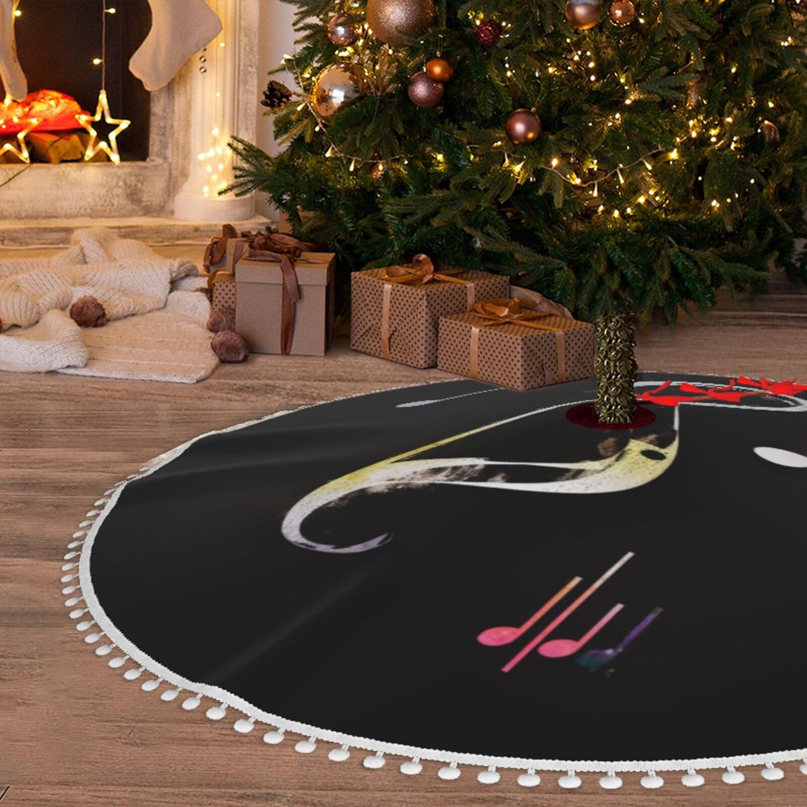 Tapis de sapin de Noël musique en peluche pour décor de ferme