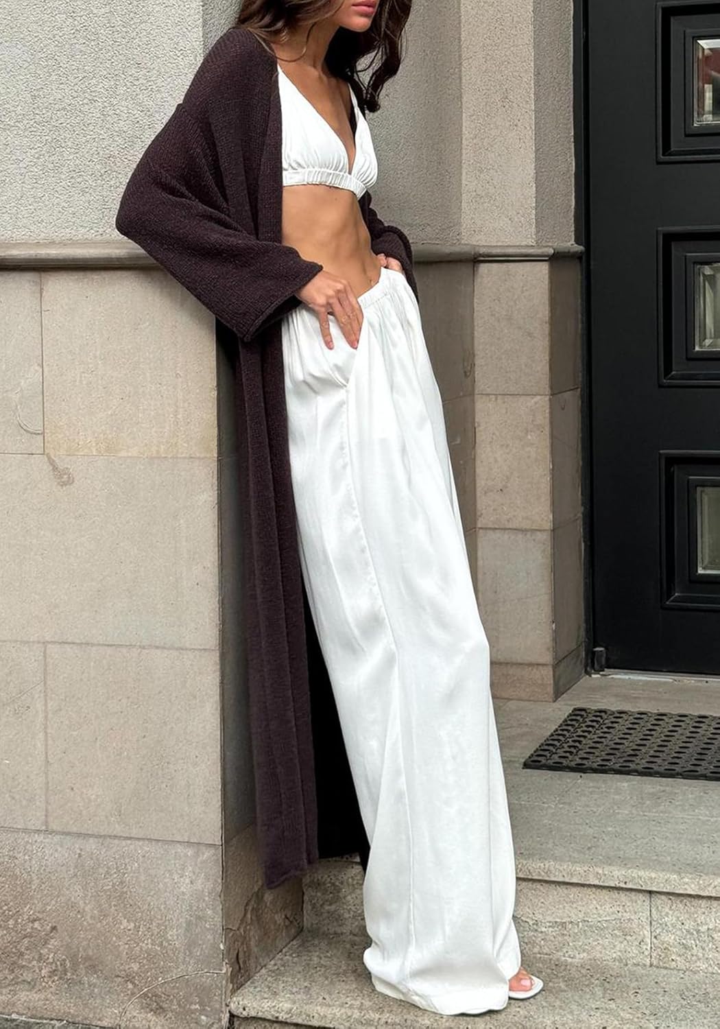 Unybwonn Long Cardigan Lightweight Open Front Long Sleeve Duster Sweater Casual Loose Thin Knit Maxi Coat Outwear - Image 5