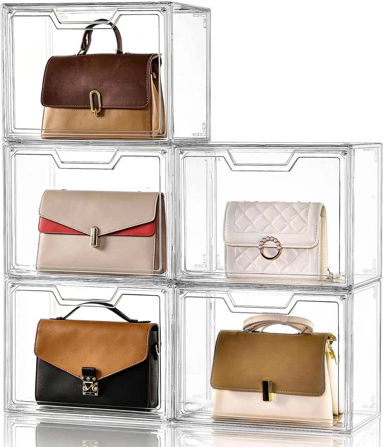 - Purse Organizer for Closet,Clear Acrylic Display Case for Handbag Organizer, Purse Storage Box with Magnetic Door, Plastic Storage Bins for Book, Collectibles, Cosmetic (5 Pack)