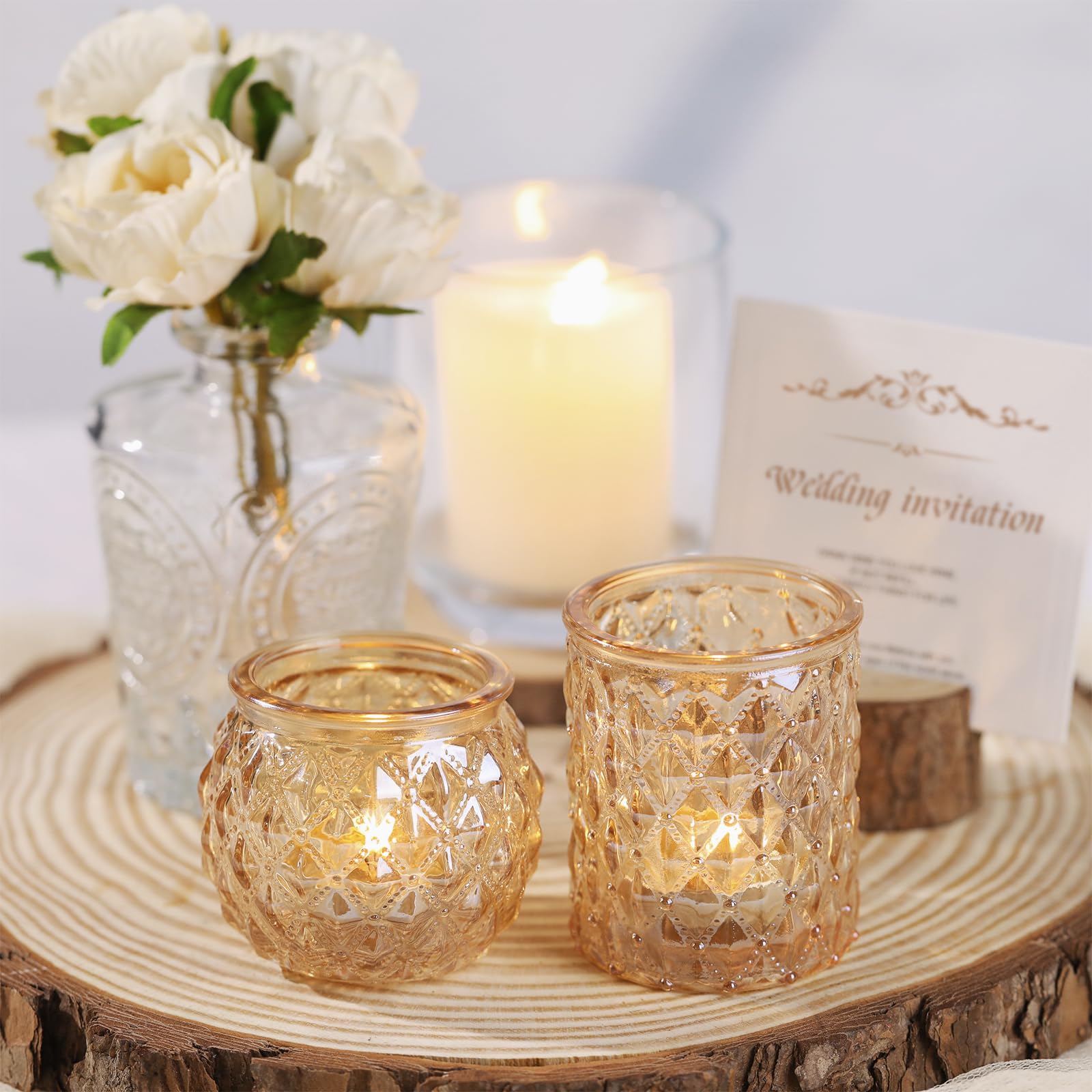 Amazon.co.jp: DARJEN ゴールド奉納キャンドルホルダー 24個セット