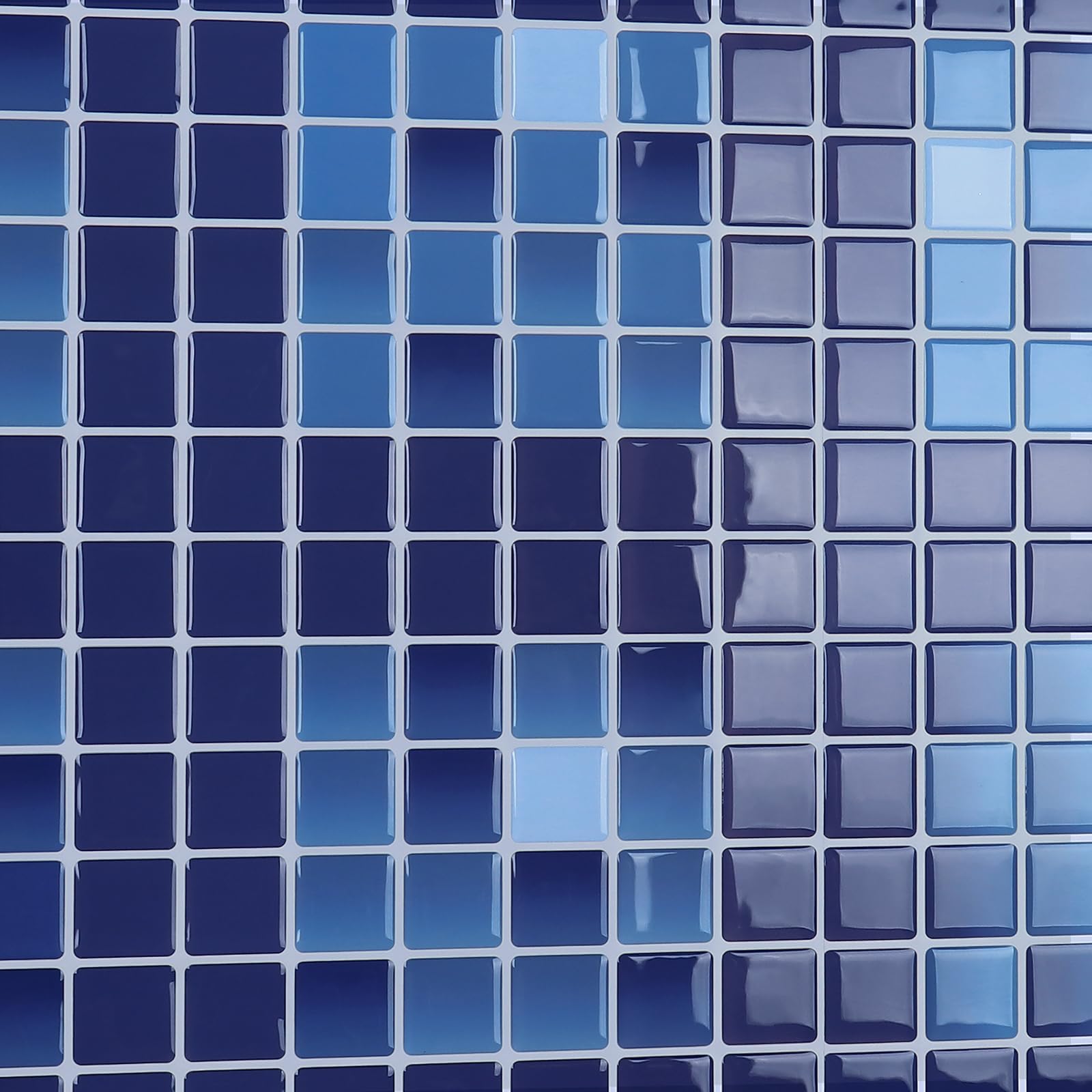 CRE8TIVE Blue Mosaic Tiles Self Adhesive Wall Tiles Backsplash for Kitchen Square Tile Stickers Stick on Tile Waterproof Peel and Stick Wall Tiles for Bathroom Fireplace 4 Pcs 30.5cm x 30.5cm