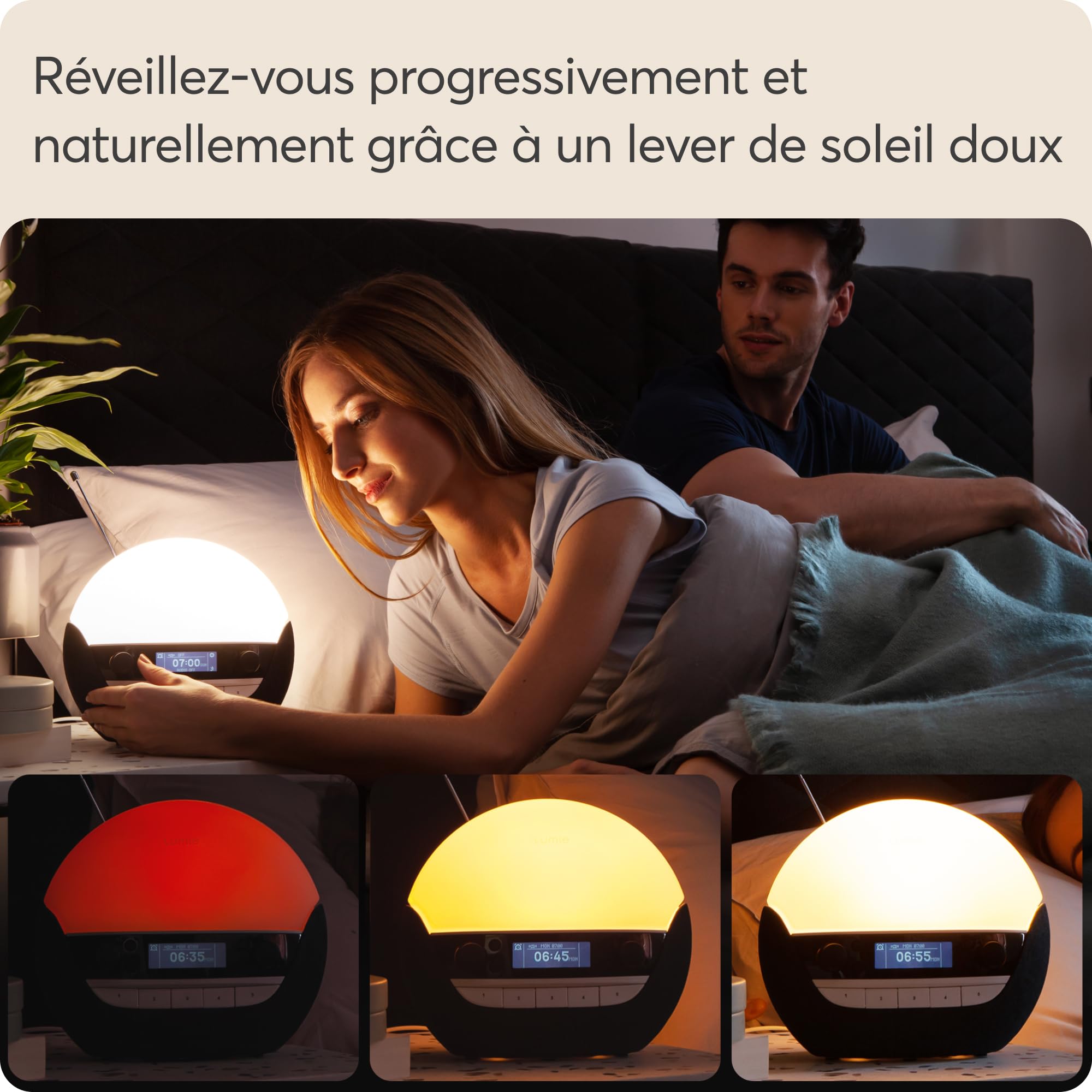Lumie Bodyclock Luxe 750DAB - Réveil lumineux avec radio DAB, enceintes Bluetooth, lumière faible en bleu pour le sommeil