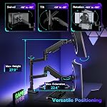 ARES WING Dual Monitor Arm for 17-49 Inch Ultrawide Monitors, Black | Heavy Duty Monitor Mount Holds 44 lbs/Arm, Gas Spring Vertical Monitor Mount, with pole, 75/100 VESA Mount