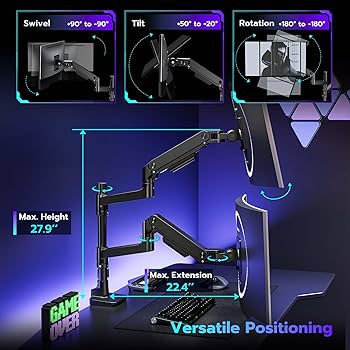 Amazon.com: ARES WING Dual Monitor Arm Desk Mount for 17-49 Inch