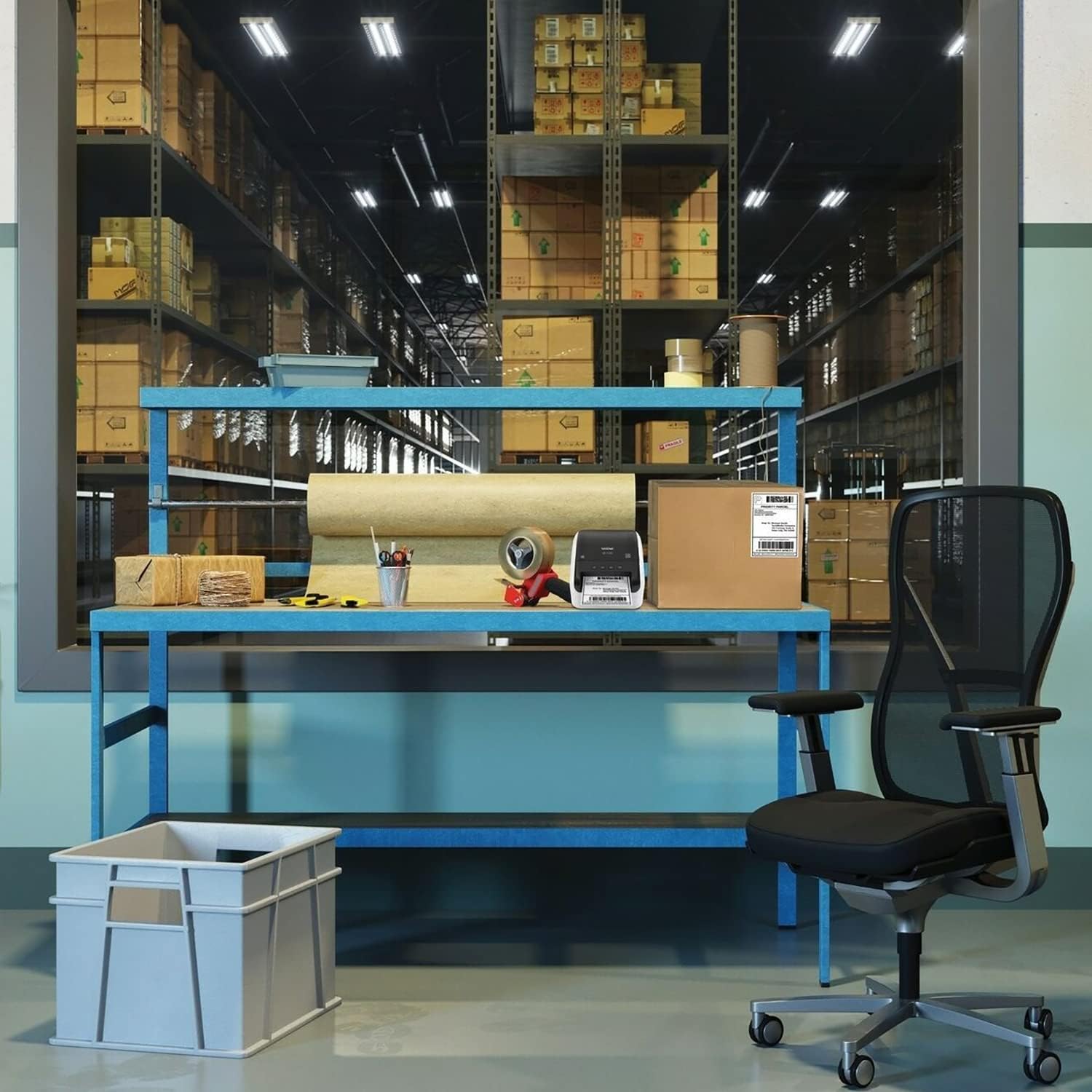 Brother QL-1100 Wide Format Thermal Label Printer - USB Connectivity, 4" Wide, 300 x 300 dpi, 69 Labels Per Minute Professional Monochrome Postage and Barcode, Includes 1 Roll of 400 Address Labels