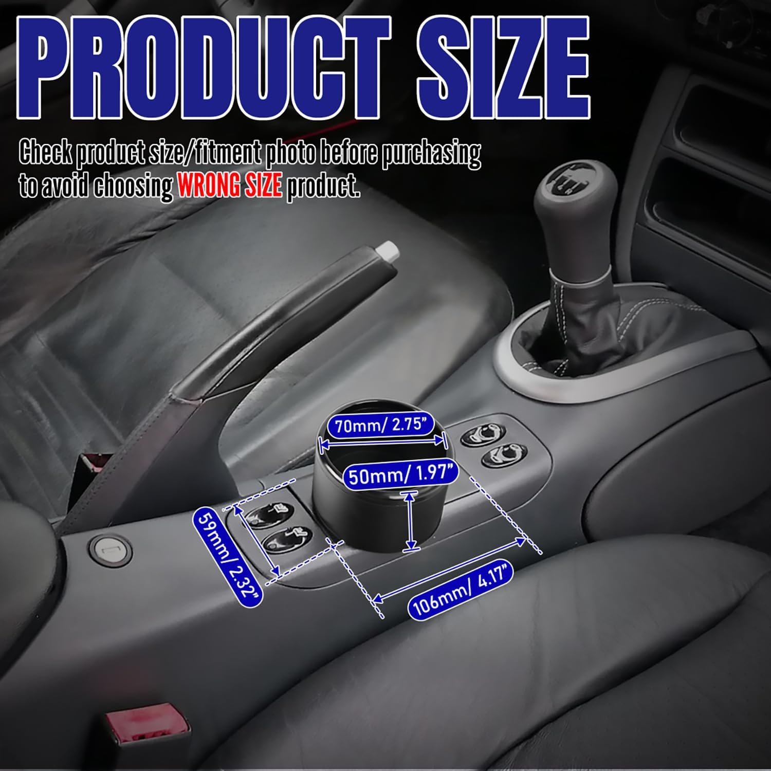 Center Console Cup Holder Insert for Porsche Boxster 986 1997-2004,for Porsche 996 911 1999-2004,Add-On Retrofit Plug-in Extra Drink CupHolder Interior Accessory for Gear Shift Console Area