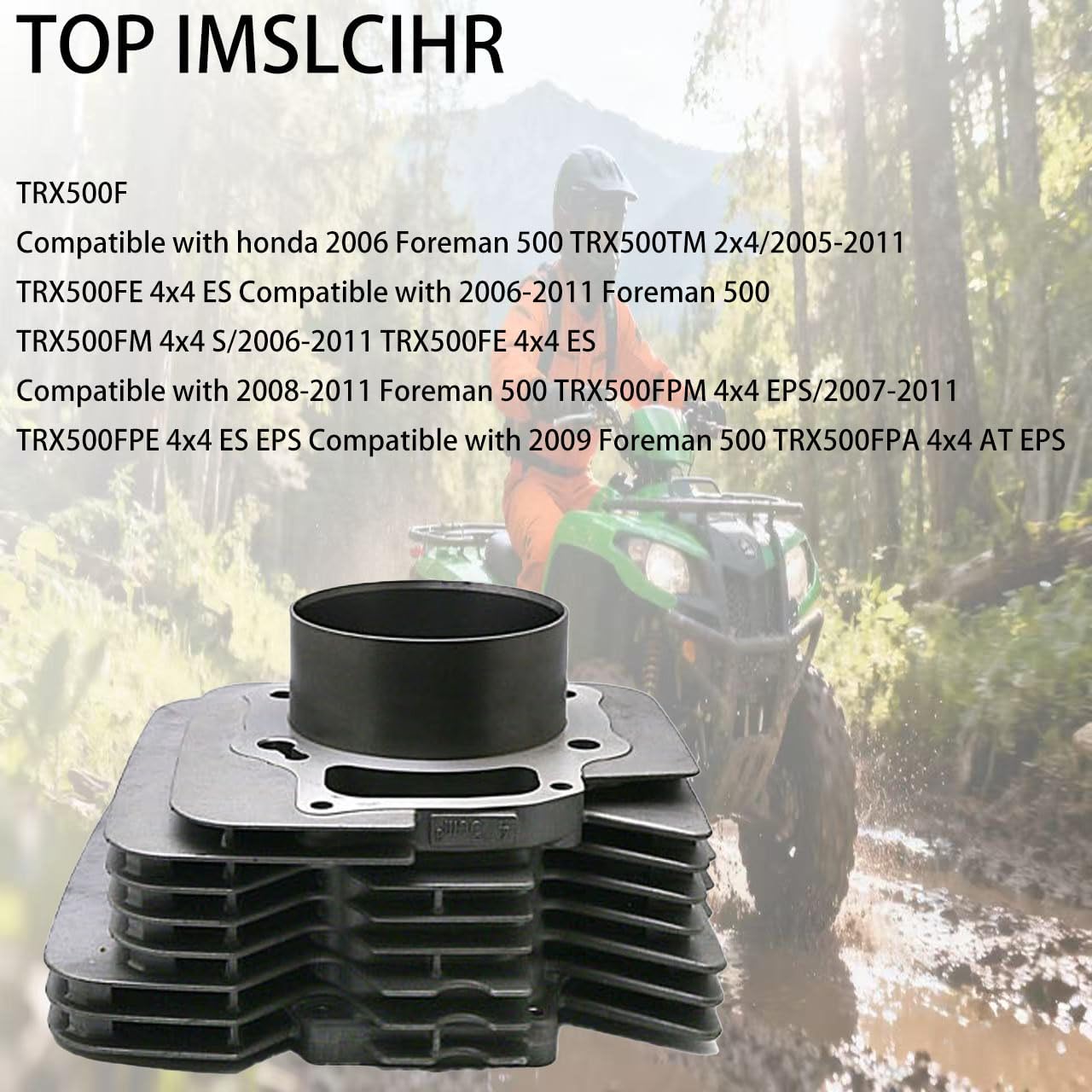Compatible with TRX500 Cylinder Piston Kit with Gaskets, Compatible with 2012-2021 Foreman 500 4x4 Pioneer 500 UTV (TRX500F)