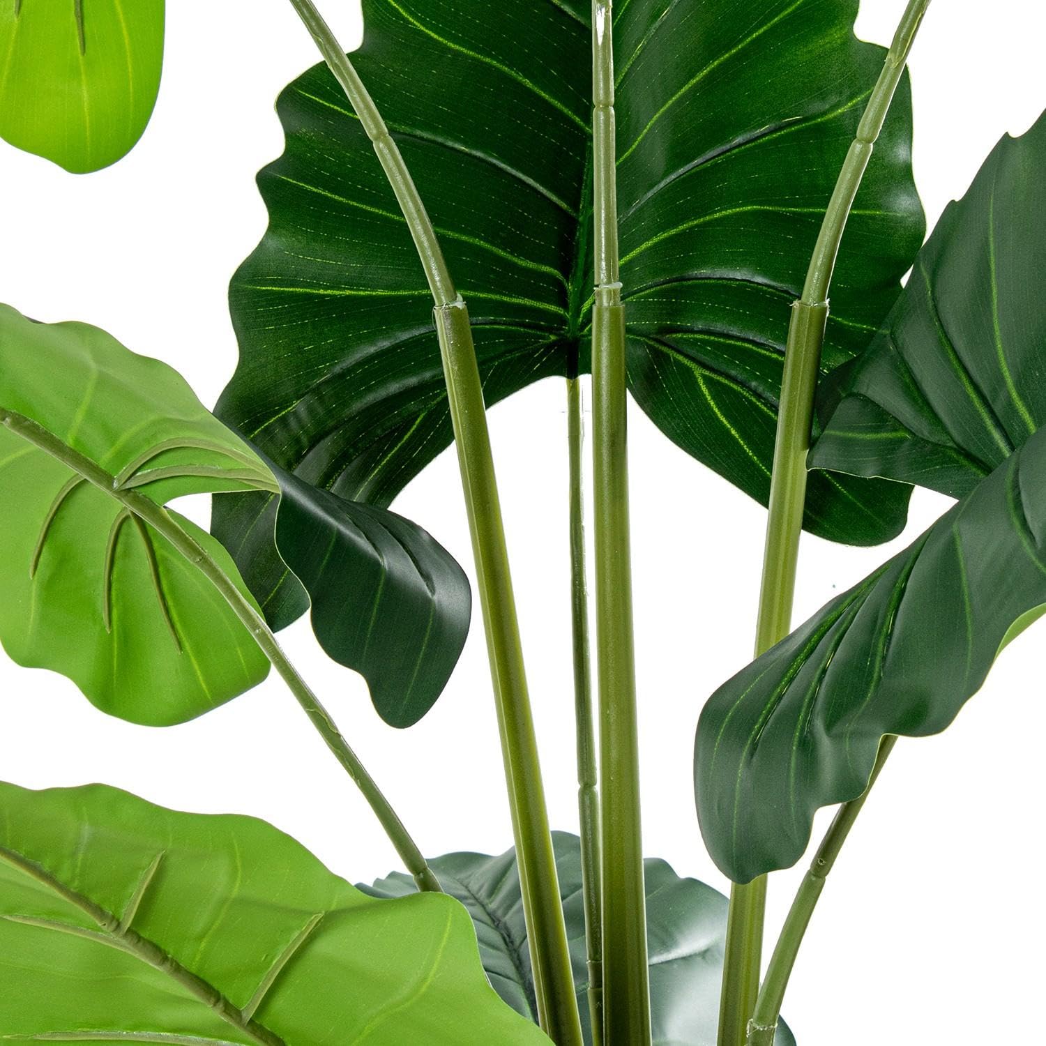 Planta Artificial de alocasia con 9 Hojas de pasia de PVC en Verde 150x25x25cm