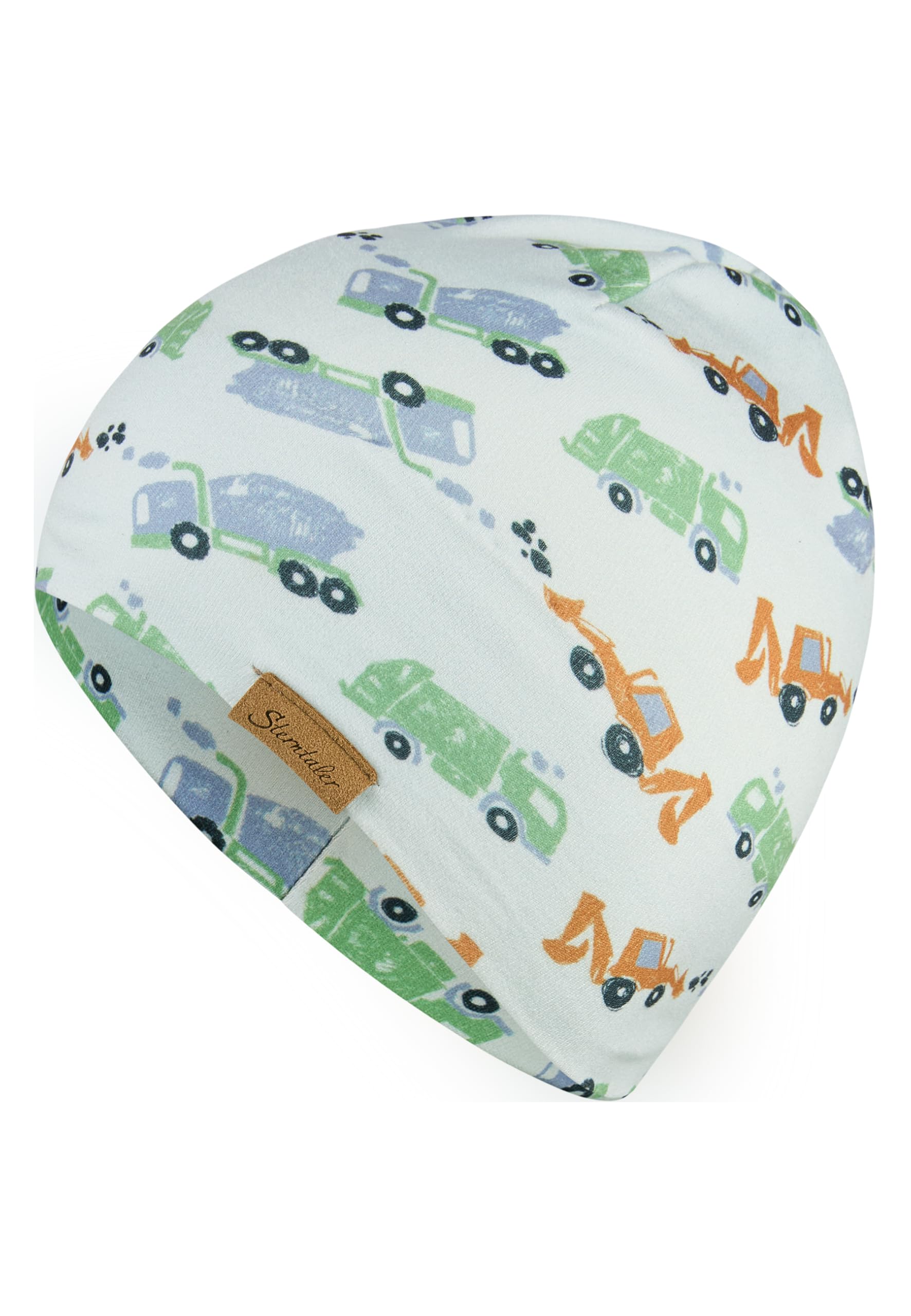 Sterntaler Beanie Bedruckt mit Autos Jungen - Baby und Kinder Mütze mit angeschnittenen Ohrenklappen und Bindeband