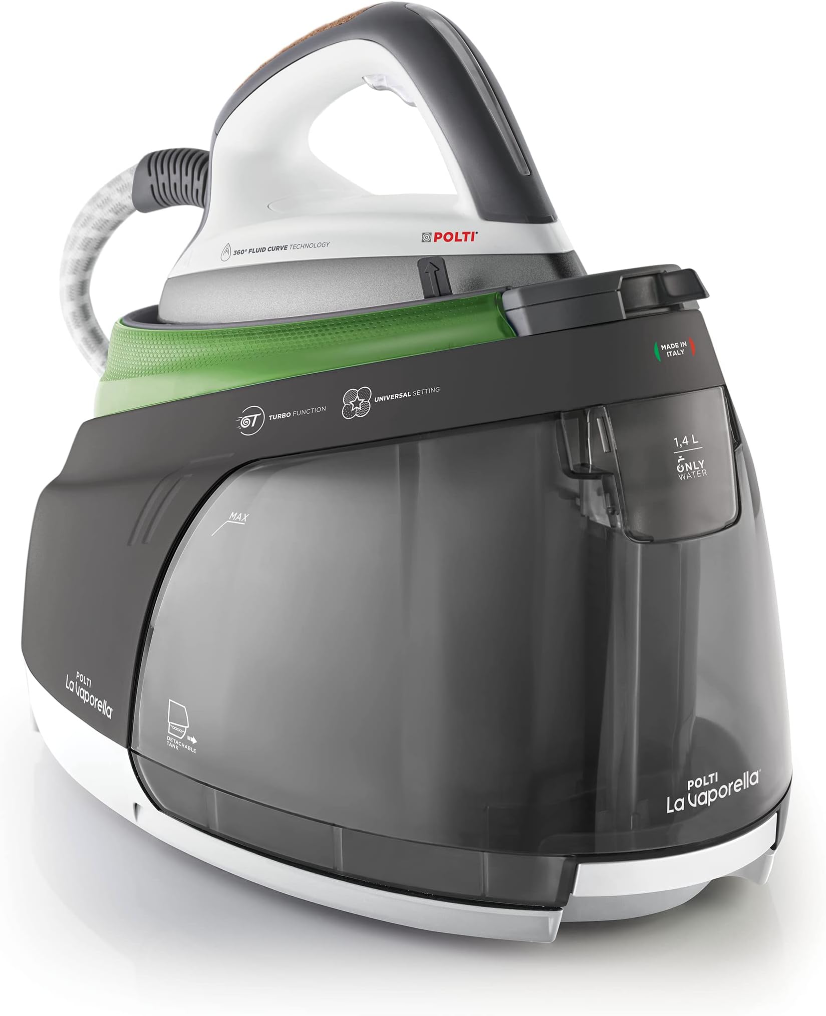 Polti La Vaporella XT90C Steam Generator Iron with Boiler, 7 Bar, 1.4 L Tank, Eco Function, Steam Pulse 450g